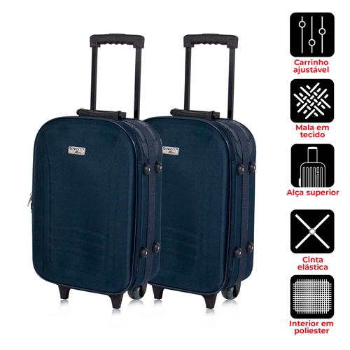 Kit 2 Malas De Viagem Pequena Lucerna Swiss Move Azul