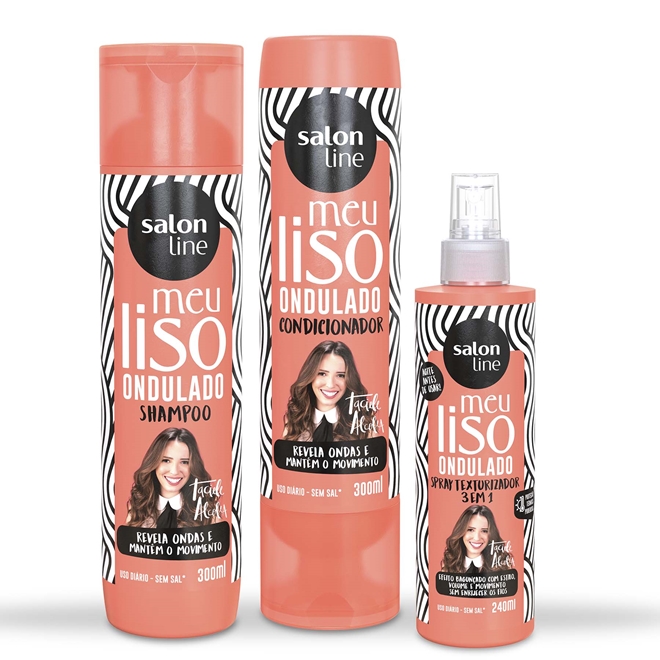 Qual O Melhor Shampoo Para Cabelo Ondulado Kit Shampoo + Condicionador + Spray para Ondulados Meu Liso Salon Line