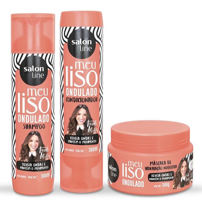 Kit Meu Liso Ondulado Shampoo + Condicionador + Máscara - Salon Line