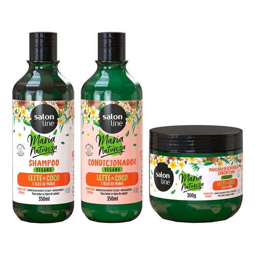 Kit De Hidratacao Maria Natureza Leite De Coco E Oleo De Monoi Salon Line