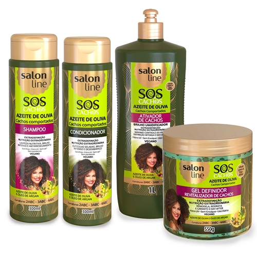 Kit Nutricao Sos Cachos Azeite De Oliva 4 Produtos Salon Line