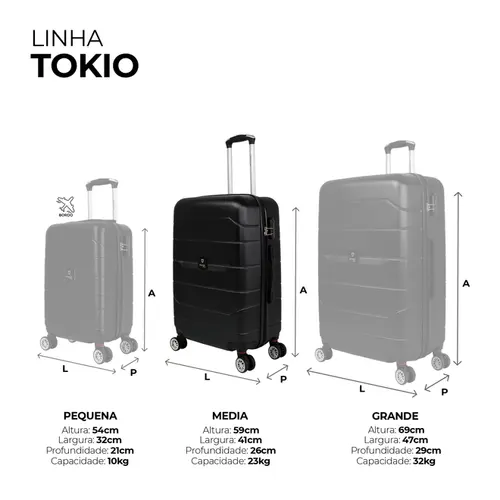 Mala de viagem média preta Tokio Swiss Move