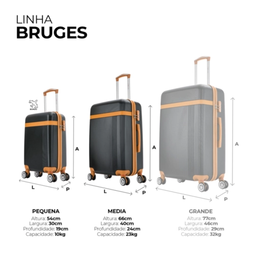 Kit de malas de viagem P/M Bruges Swiss Move Marrom