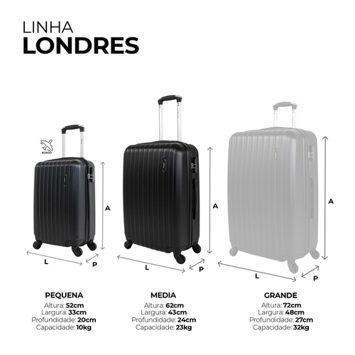 Kit de malas de viagem P/M Londres Swiss Move Prata