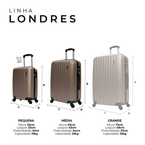 Kit de malas de viagem P/M Londres Swiss Move Prata
