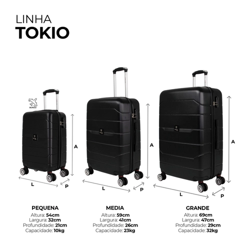 Kit de malas de viagem P/M/G Tokio Swiss Move Rose