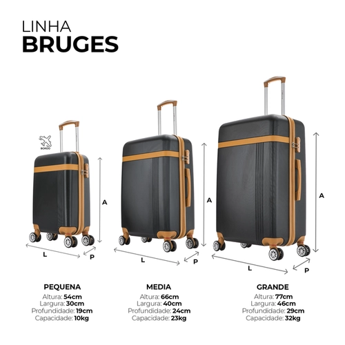 Kit de malas de viagem P/M/G Bruges Swiss Move Preto