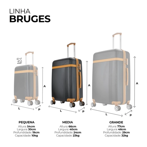 Mala de viagem 23kg média Bruges Swiss Move Preto