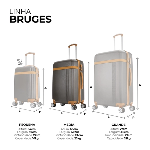 Mala de viagem 23kg média Bruges Swiss Move Preto