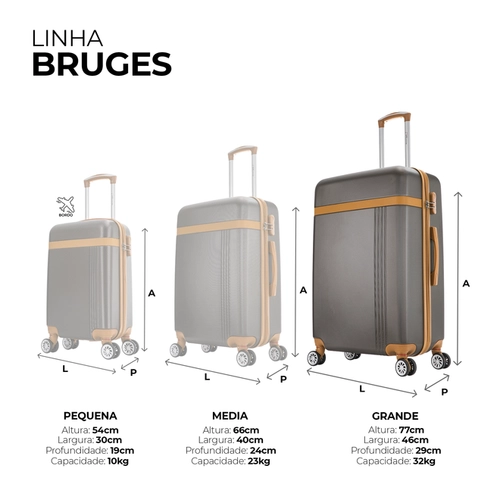 Mala de viagem 32kg grande Bruges Swiss Move Preto