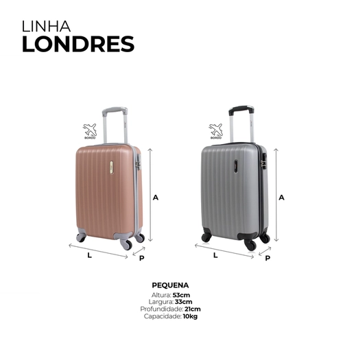 Kit 2 malas de viagem bordo 10kg Londres Swiss Move Preta e Champagne