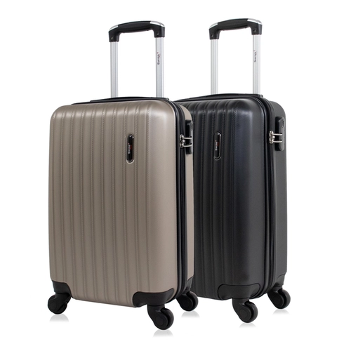 Kit 2 malas de viagem bordo 10kg Londres Swiss Move Preta e Champagne