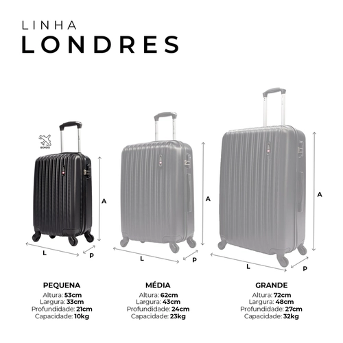 Mala de bordo 10kg pequena Londres Swiss Move Preto
