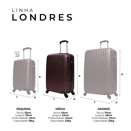 Mala de viagem 23kg média Londres Swiss Move Prata