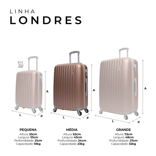 Mala de viagem 23kg média Londres Swiss Move Prata