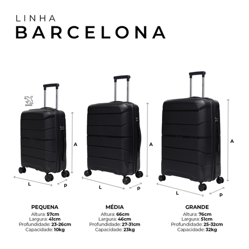 Kit de malas de viagem P/M/G Barcelona Swiss Move Azul Marinho