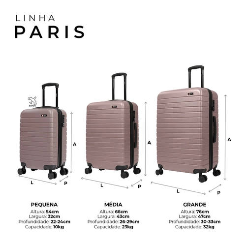 Kit de malas de viagem P/M/G Paris Swiss Move Preto