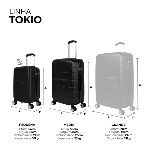 Kit de malas de viagem P/M Tokio Swiss Move Preto