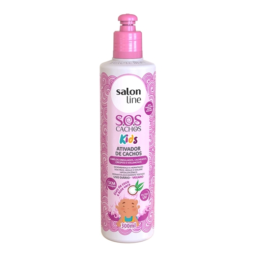 Kit Sos Kids Shampoo Condicionador Ativador De Cachos Salon Line