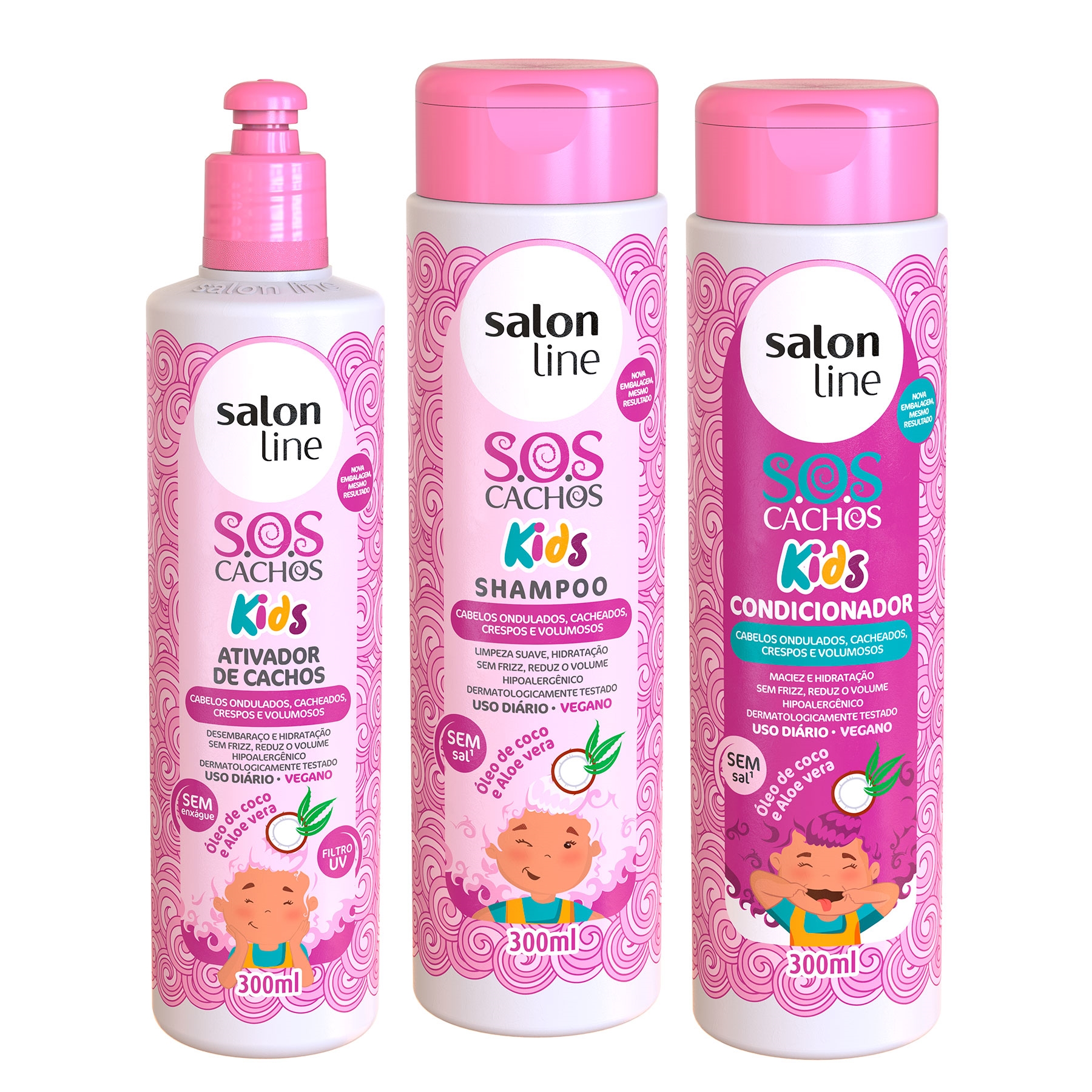 Kit SOS Kids Shampoo + Condicionador + Ativador de Cachos Salon Line